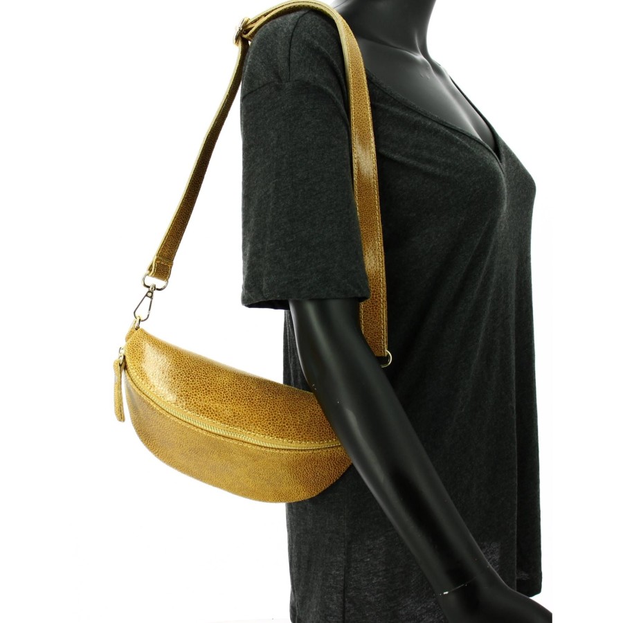 Marlon Firenze Sac Banane Porte Epaule Cuir Effet Graine | Sac Banane Femme