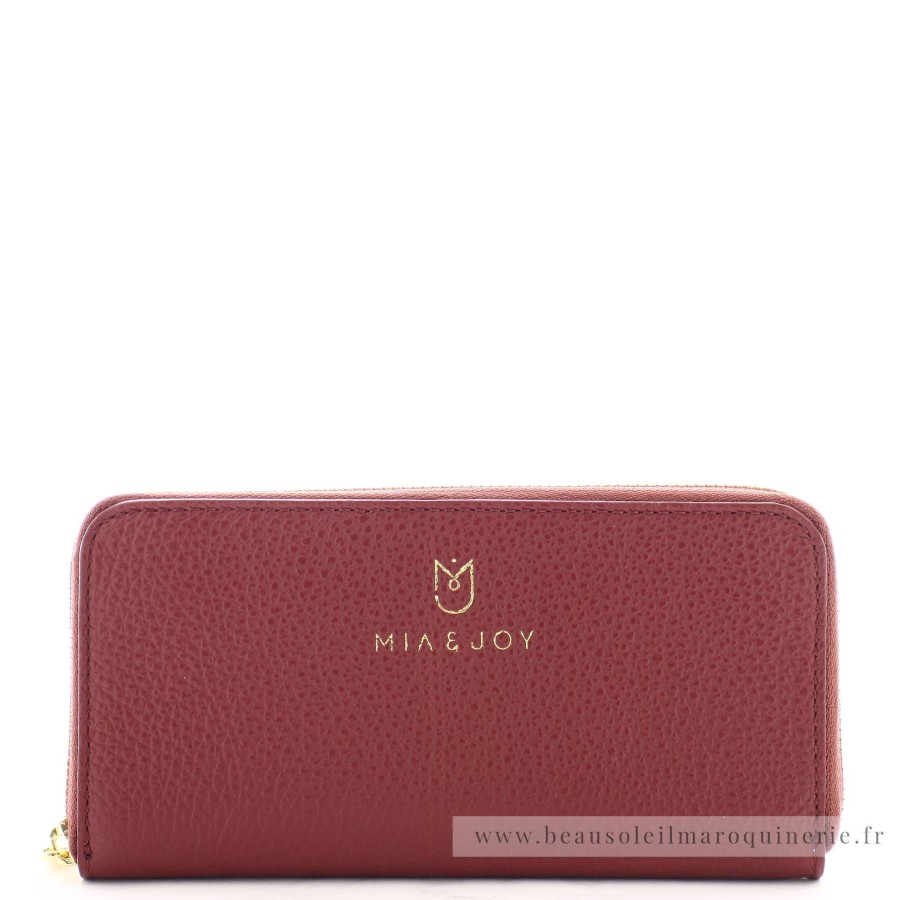 Mia & Joy Compagnon Zippe Cecile Cuir Graine | Porte Monnaie Femme