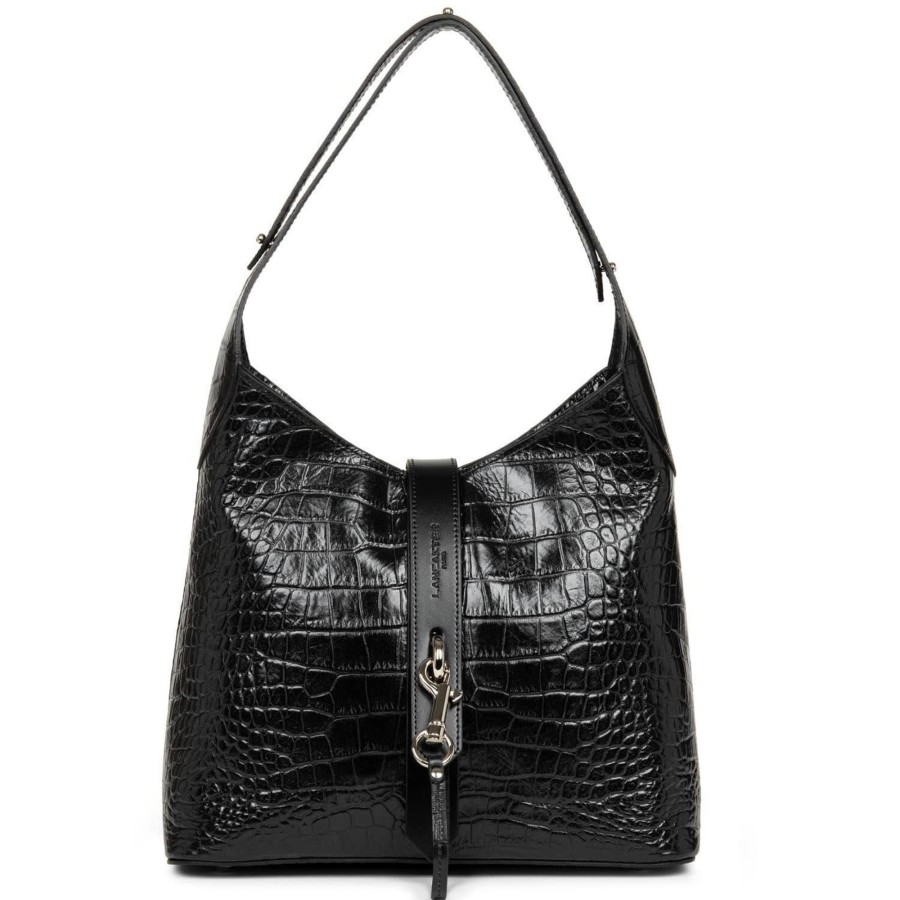 Lancaster Sac Hobo Exotic Croco Porte Epaule - Fabrique En France | Sac Porte Epaule