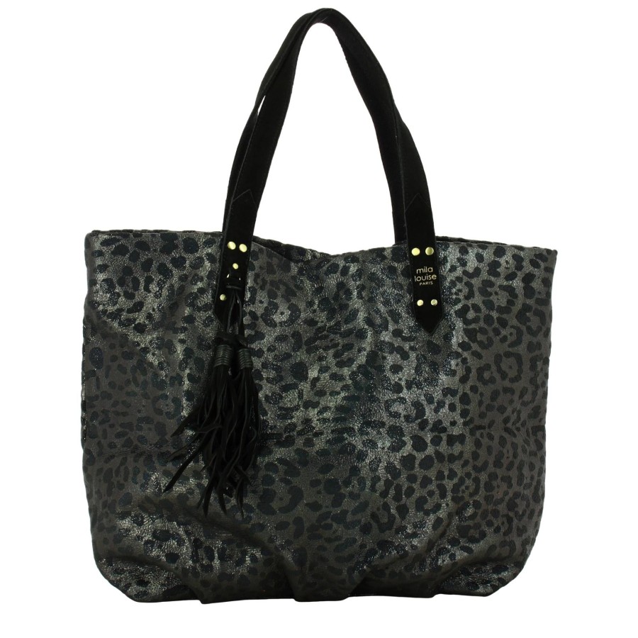 Mila Louise Grand Sac Cabas Nicole Sl2 Motif Leopard | Sac Porte Epaule