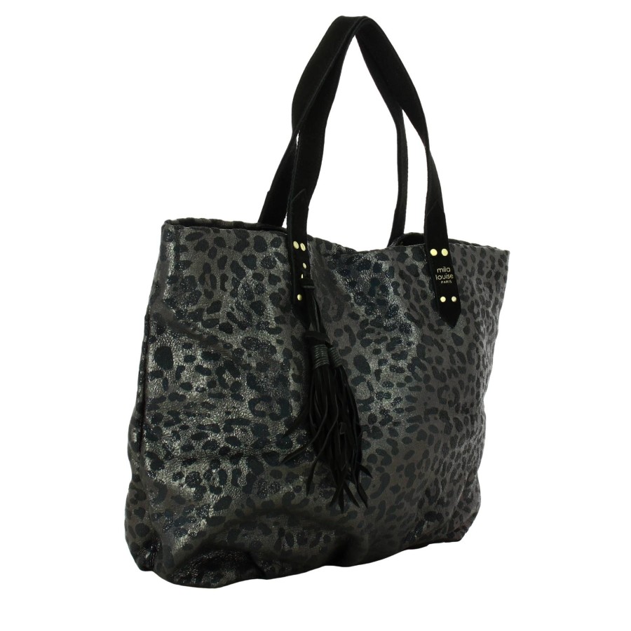 Mila Louise Grand Sac Cabas Nicole Sl2 Motif Leopard | Sac Porte Epaule