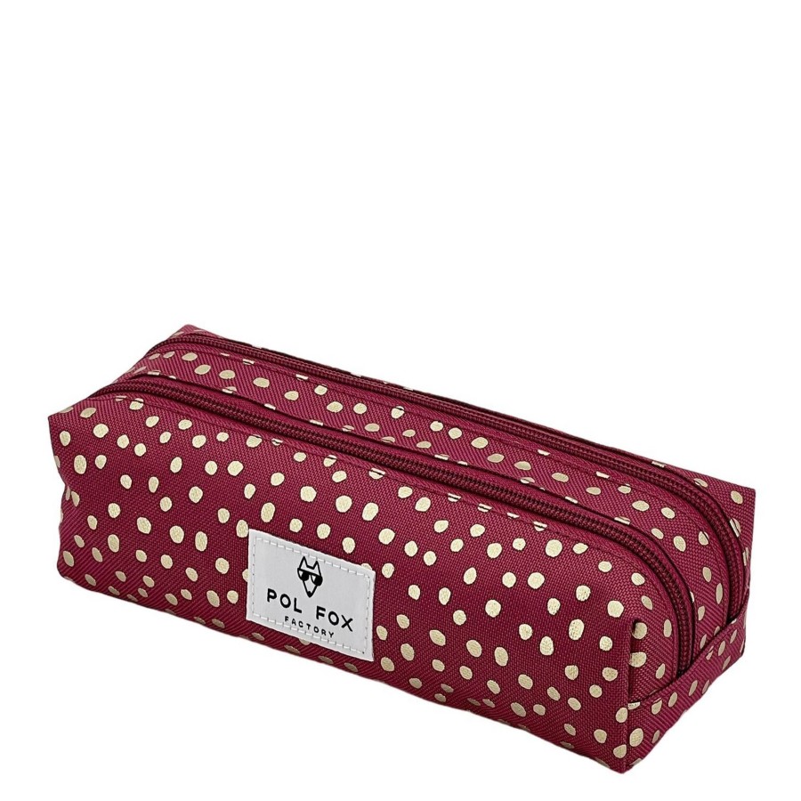 Pol Fox Trousse Double Butterfly Motif Pois Dores | Trousse