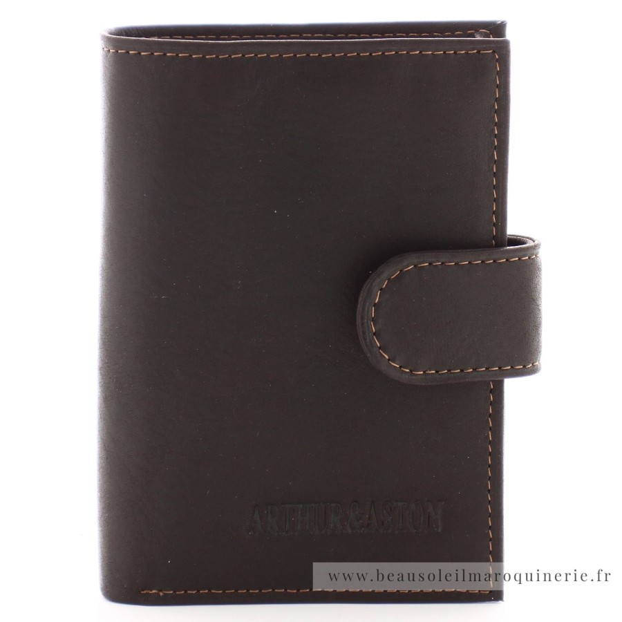 Arthur Aston Porte Cartes A Pression Louis Mini Cuir Gras | Porte-Cartes Homme