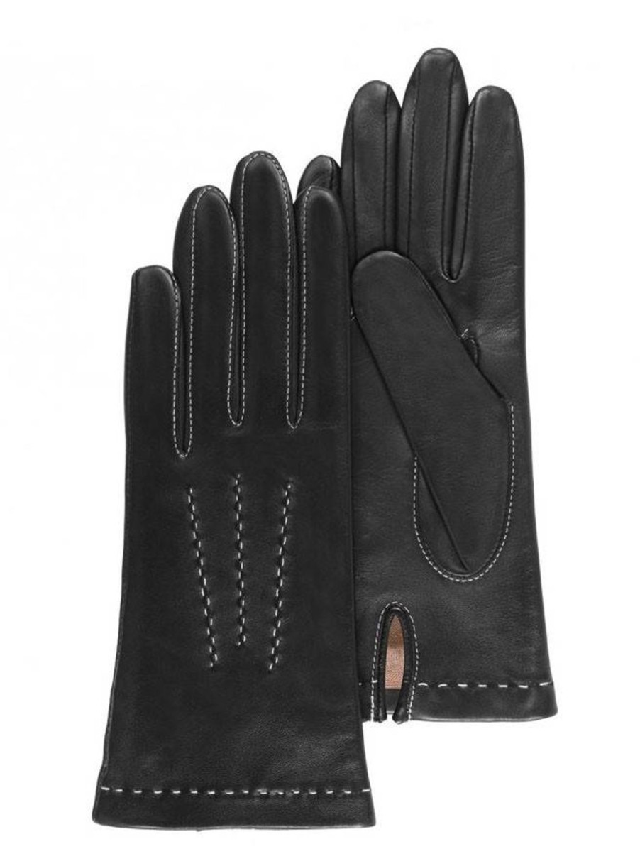 Isotoner Gants Femme Coutures Apparentes En Cuir Double Soie | Gants Femme