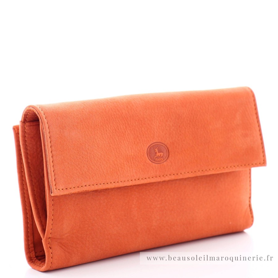 Frandi Grand Compagnon A Rabat Cuir Nubuck | Porte Monnaie Femme