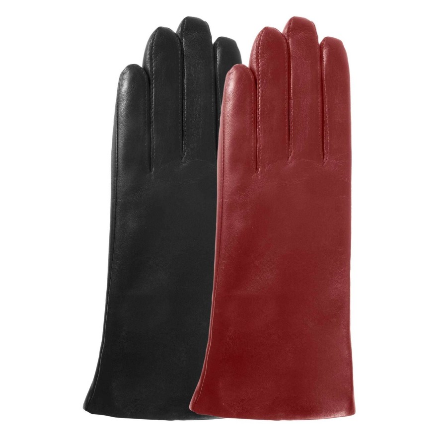 Isotoner Gants Tactiles En Cuir Doubles Cachemire | Gants Femme