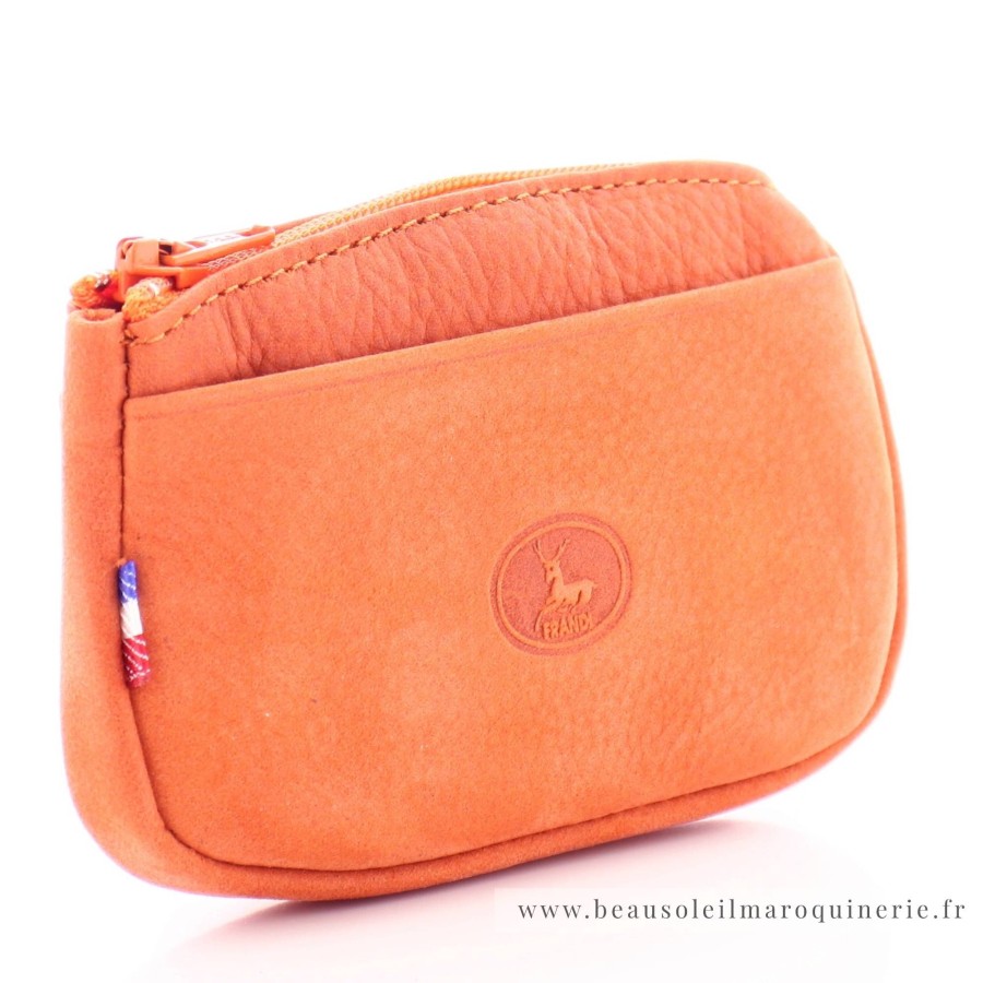 Frandi Porte-Monnaie Zippe En Cuir Nubuck Avec Logo | Porte Monnaie Femme