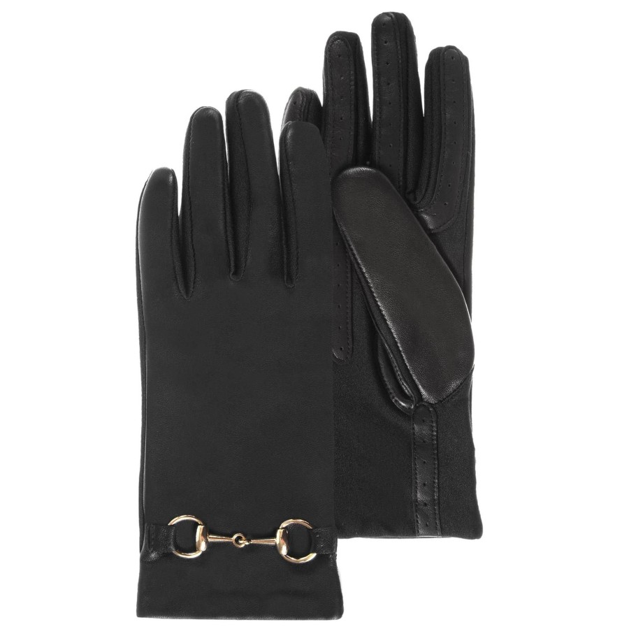 Isotoner Gants Cuir Et Tissu Detail Mors Smartouch | Gants Femme