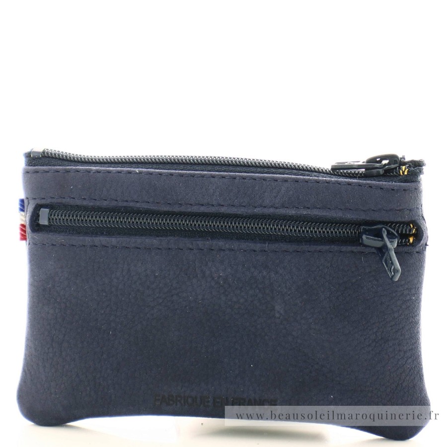 Frandi Porte-Monnaie Plat En Cuir Nubuck Zippe | Porte Monnaie Femme