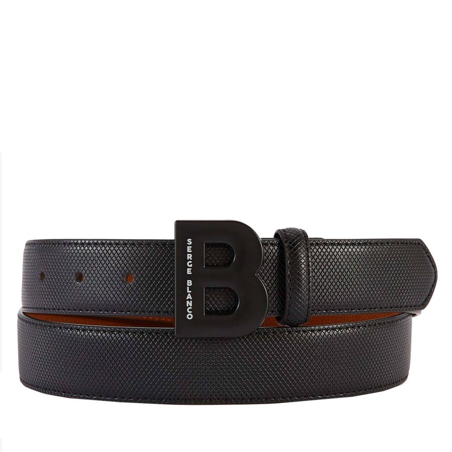 Serge Blanco Ceinture Reversible En Cuir Avec 2 Boucles | Ceinture