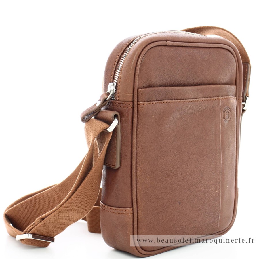 Serge Blanco Sacoche Bandouliere Anchorage En Cuir | Sac Besace