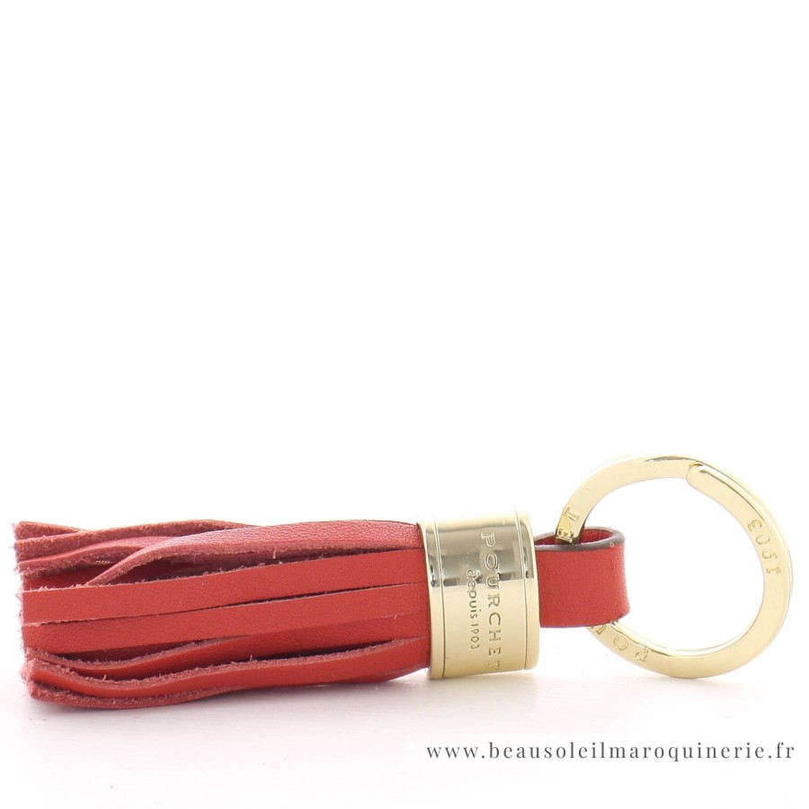 Pourchet Porte Cles Pompon Metal Et Cuir | Porte Cles Femme