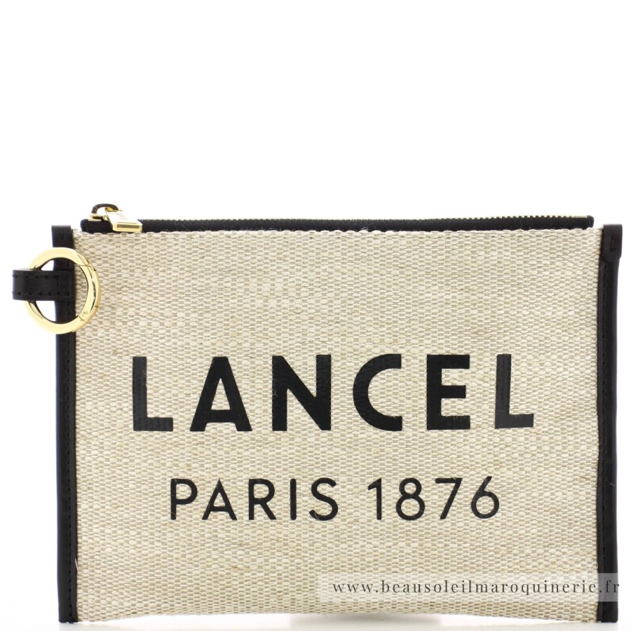 Lancel Pochette Zippee Summer Tote Toile De Jute | Pochette