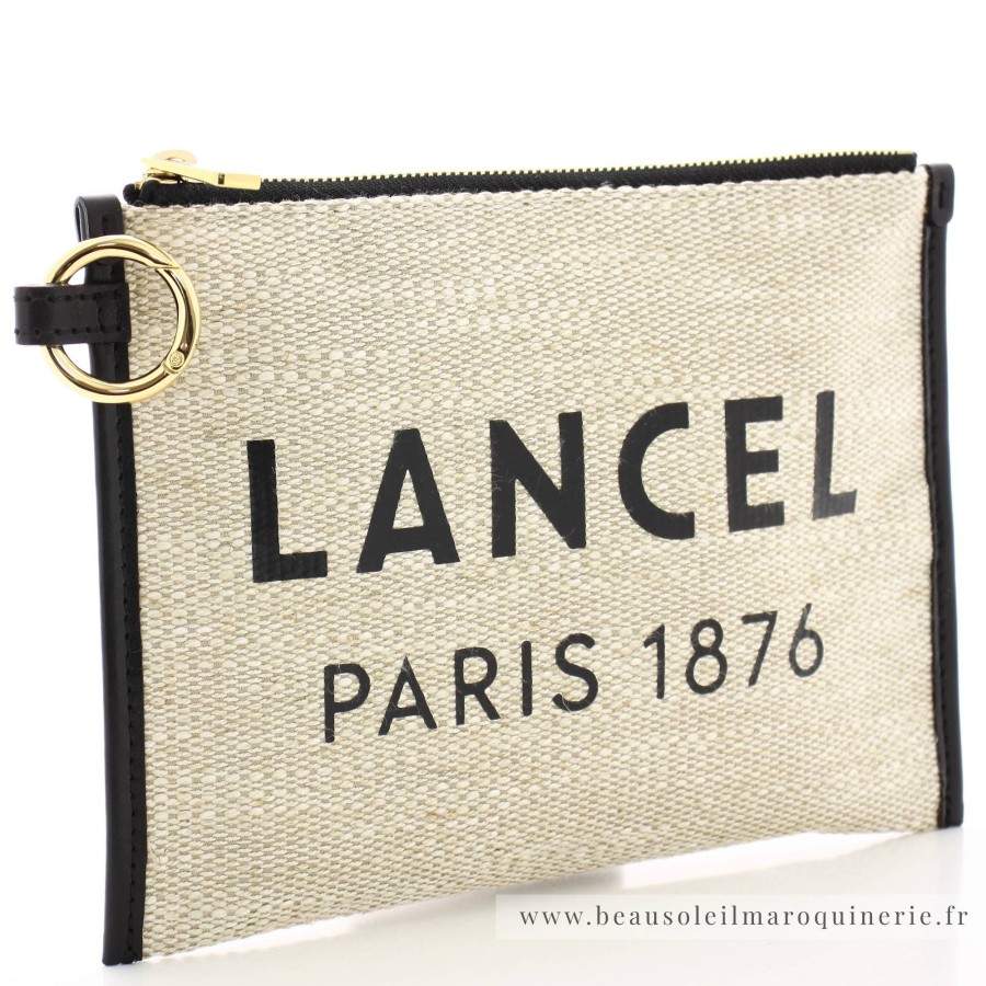 Lancel Pochette Zippee Summer Tote Toile De Jute | Pochette