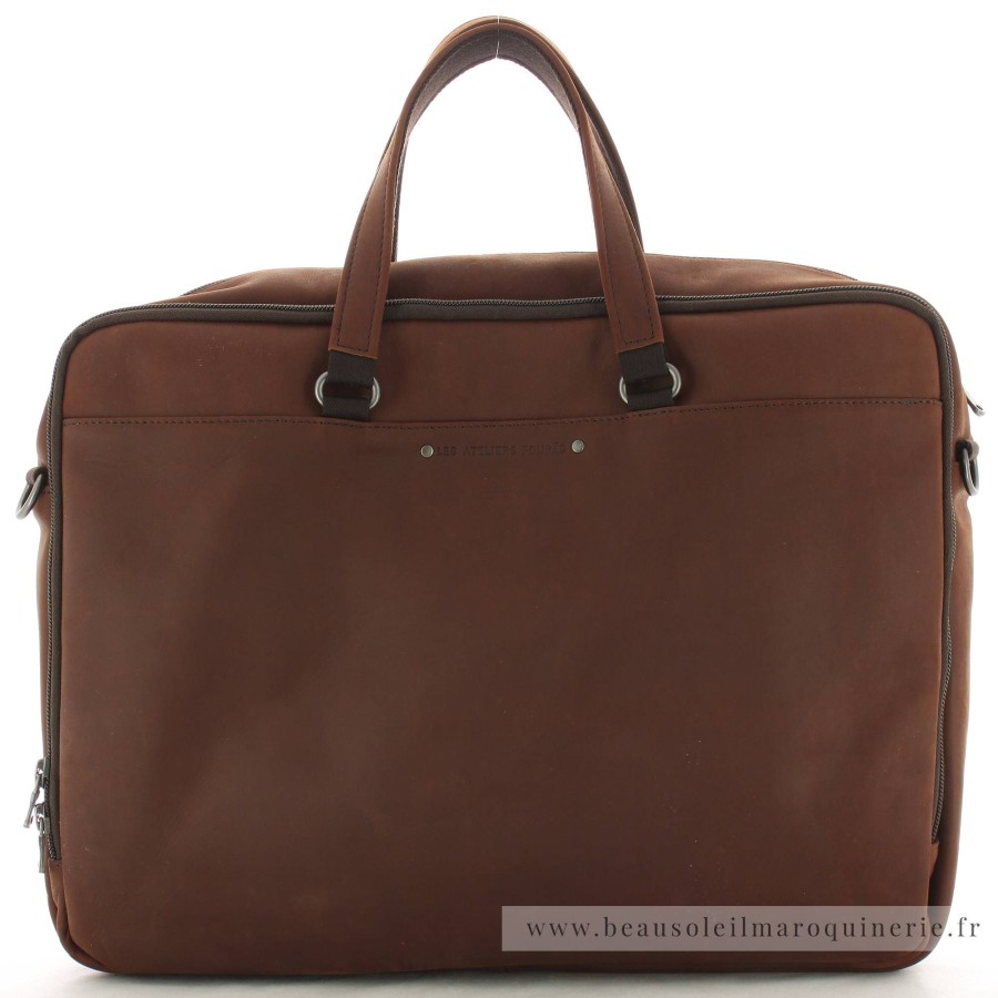 Les Ateliers Foures Sac Ordinateur 14" Baroudeur 2 Compartiments | Sac Besace